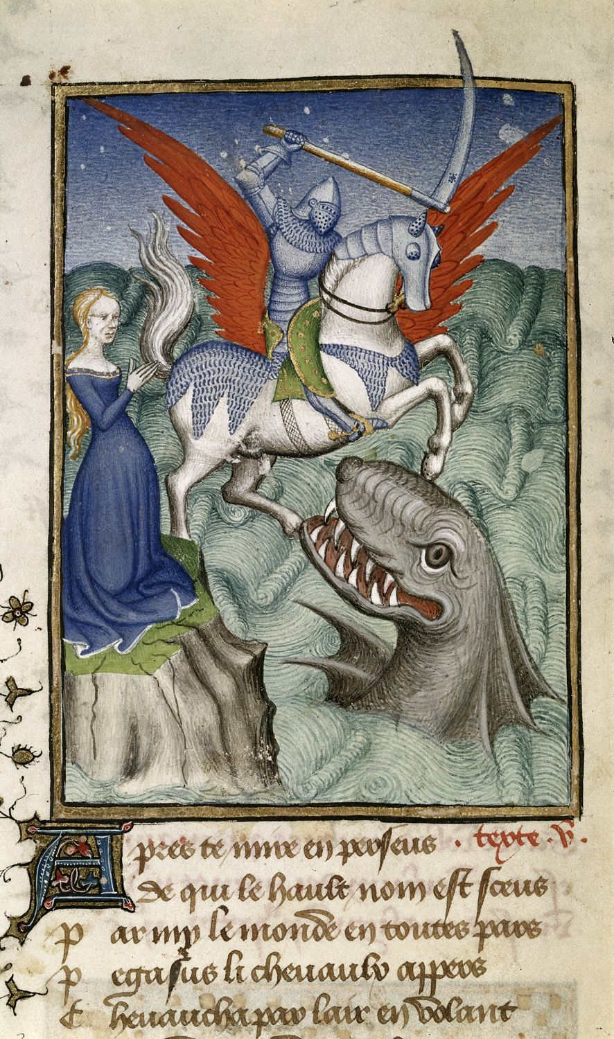 Harley 4431 - folio 98 - Persée délivrant Andromède
